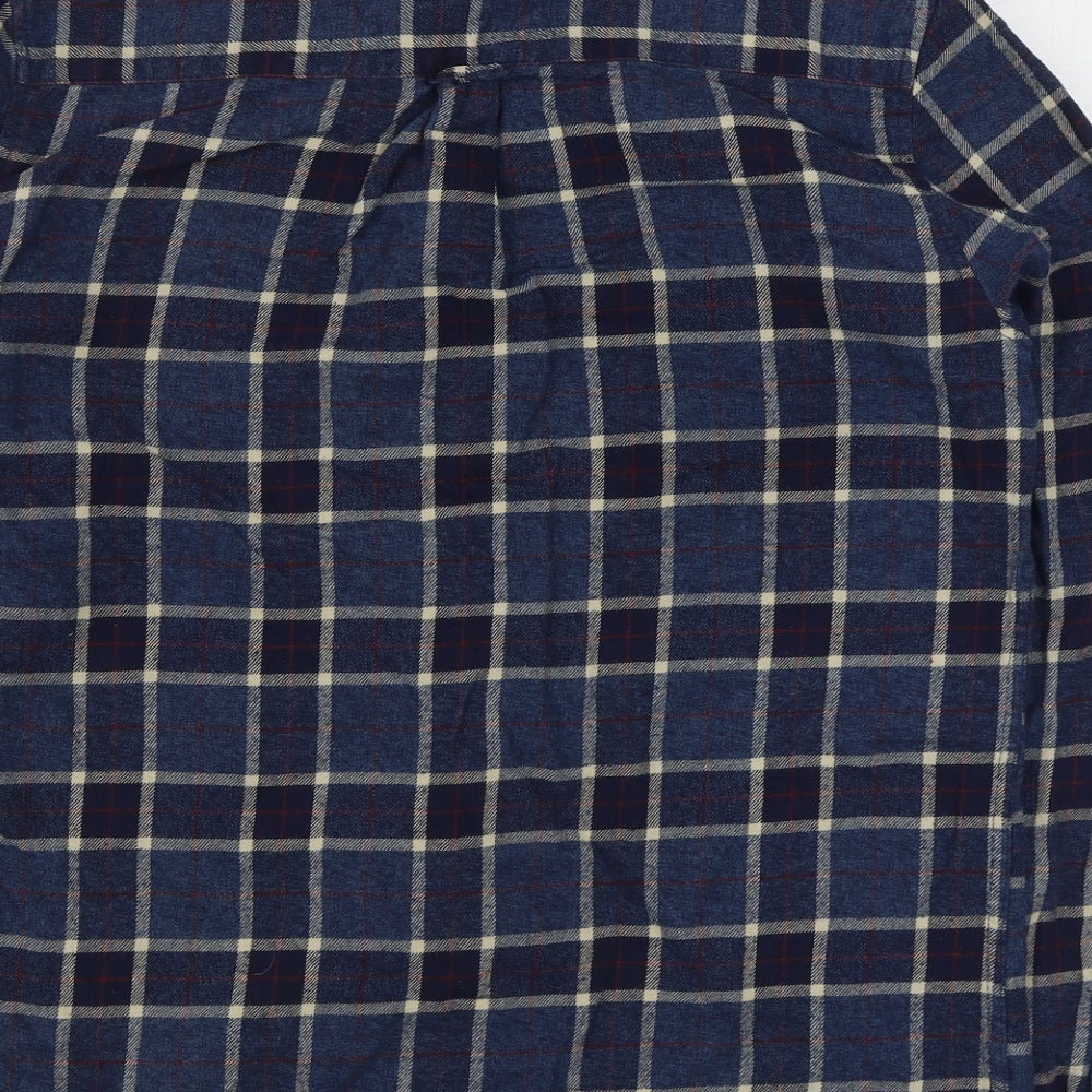 Silver Eight Mens Blue Plaid Cotton Button-Up Size M Collared Button