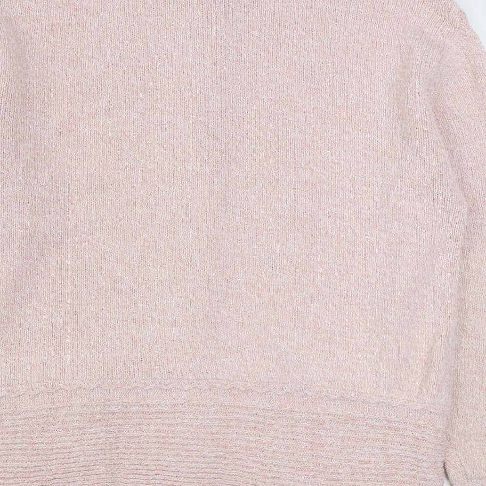 Lauren Taylor Womens Pink High Neck Acrylic Full Zip Jumper Size L