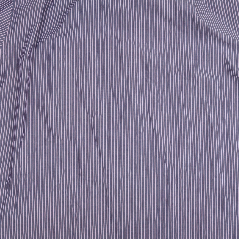 Marks & Spencer Mens Blue Cotton Button-Up Size 42 Collared
