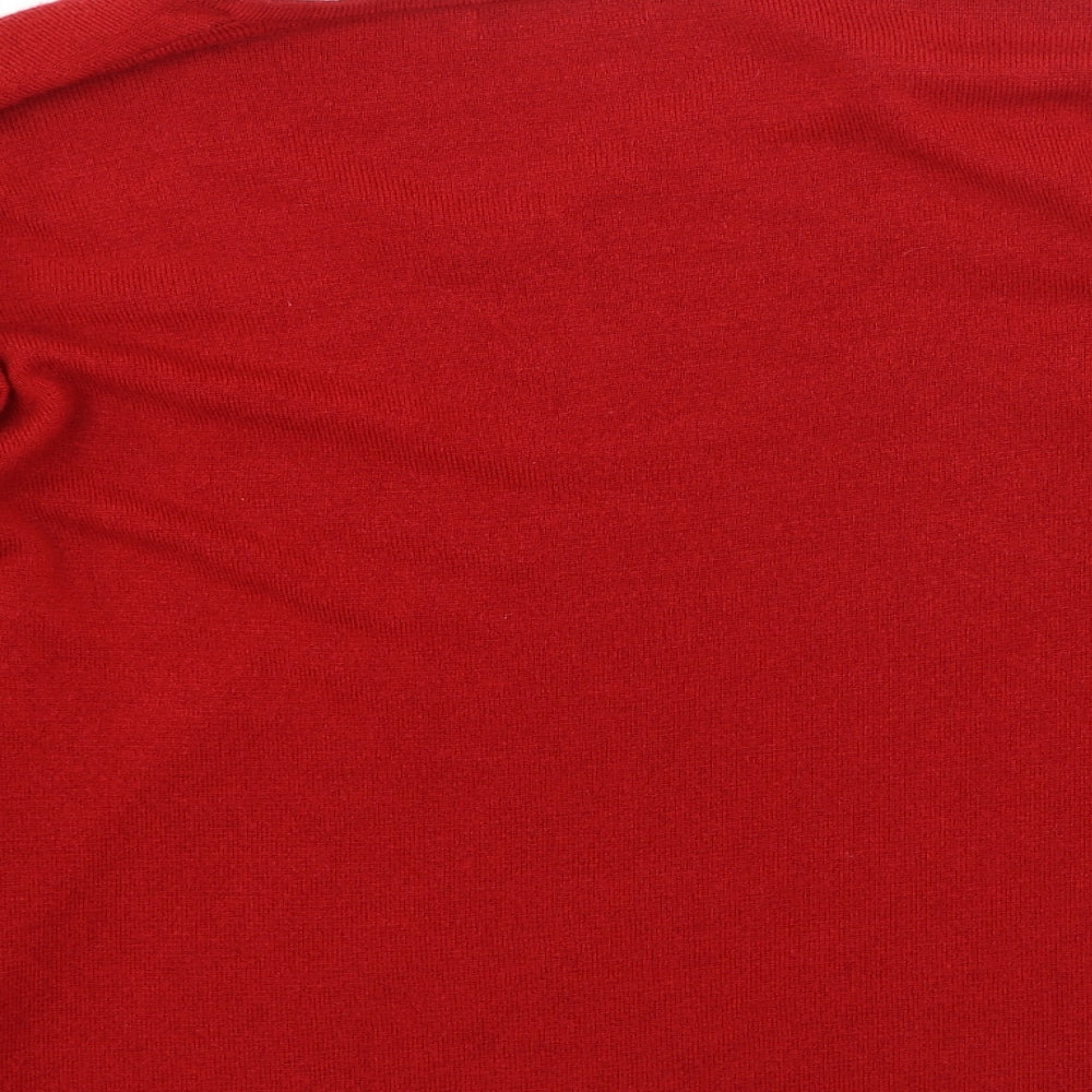 Bm Collection Womens Red Round Neck Acrylic Pullover Jumper Size XL