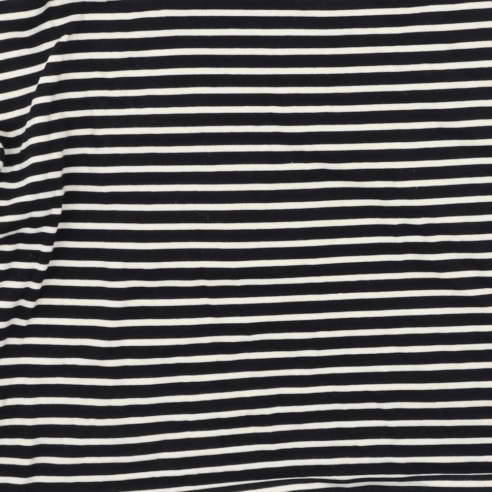 Marks & Spencer Womens Black Round Neck Striped Acrylic Pullover Jumper Size 10