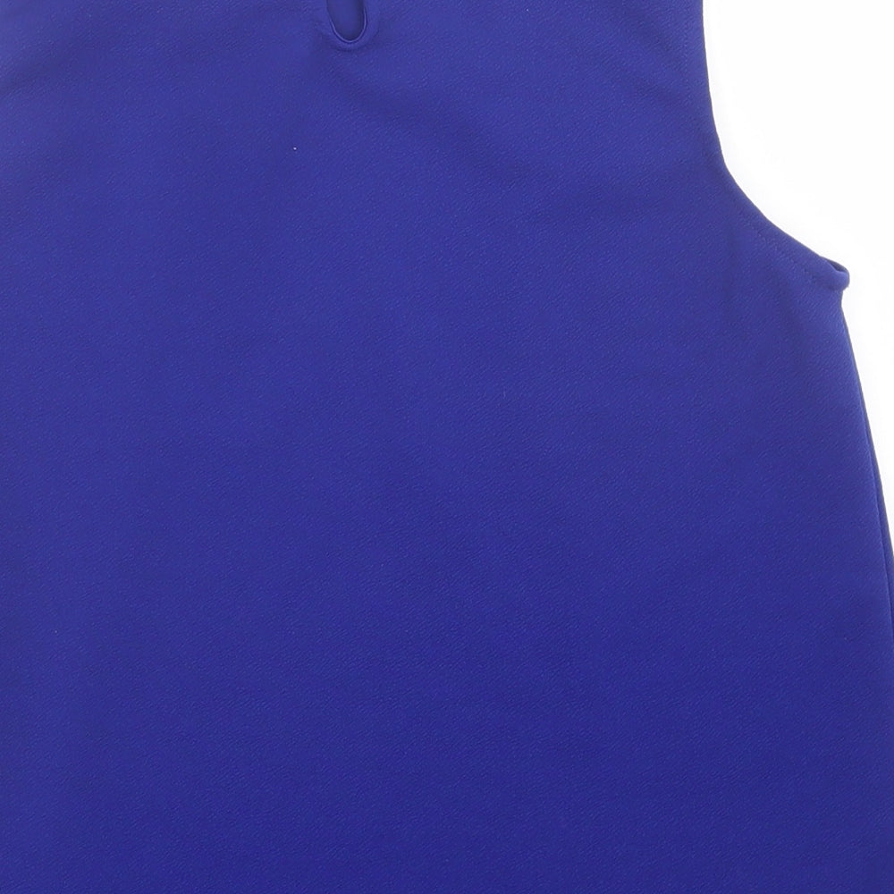 Papaya Womens Blue Polyester Basic Tank Size 12 Crew Neck