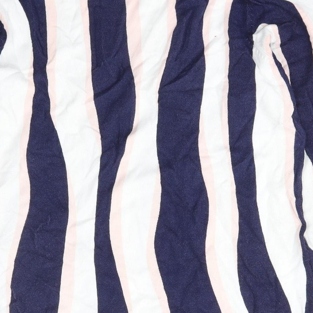Marble Womens Blue Boat Neck Striped Viscose Pullover Jumper Size 6