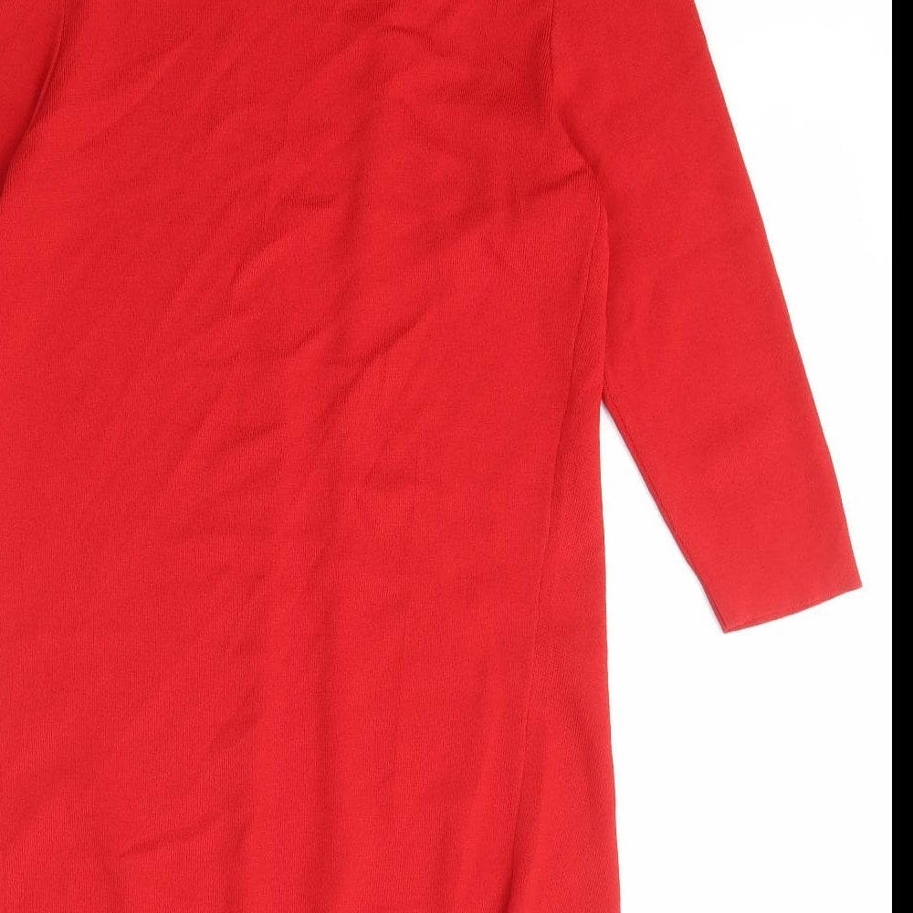 Misscolastyle Womens Red Collared Acrylic Cardigan Jumper Size M