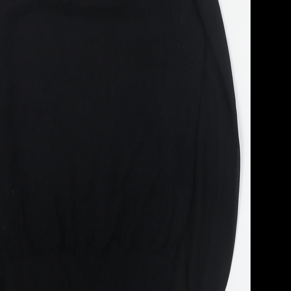 Oasis Womens Black Mock Neck Acetate Pullover Jumper Size XS