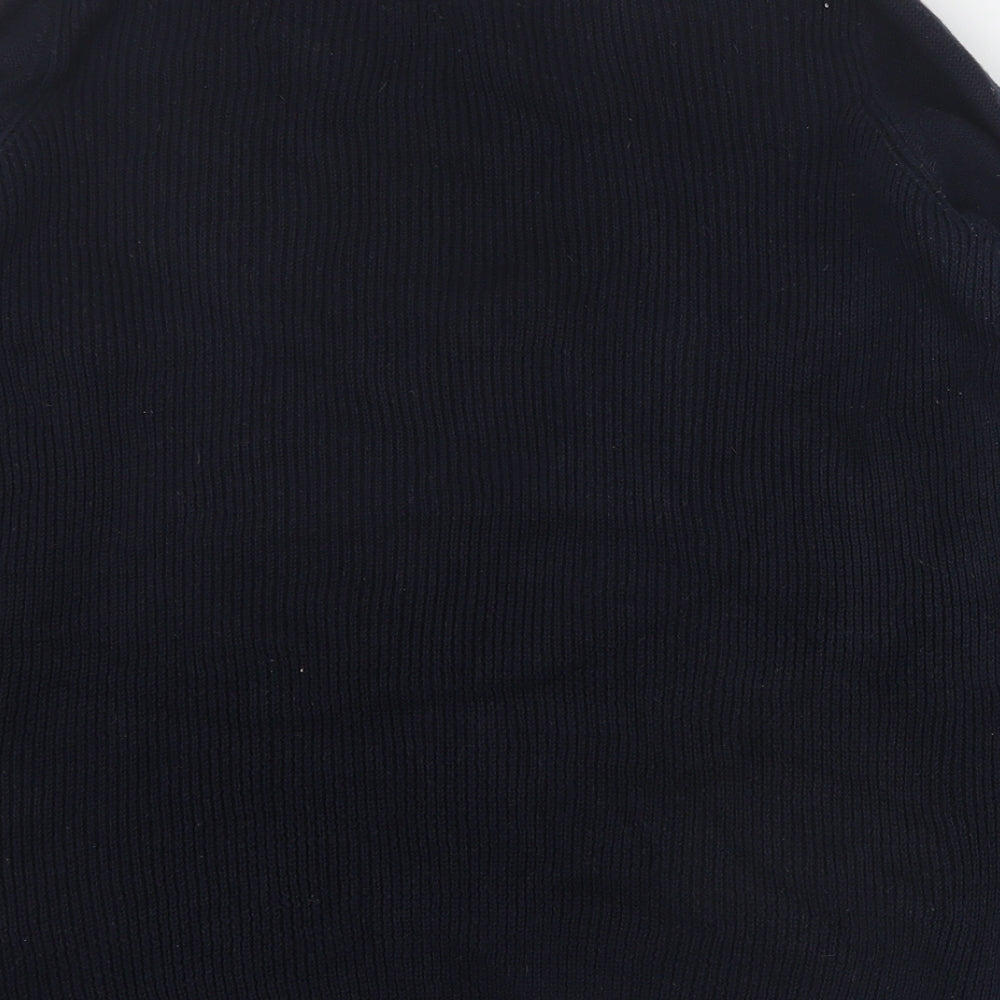 Per Una Womens Black Collared Cotton Pullover Jumper Size 12
