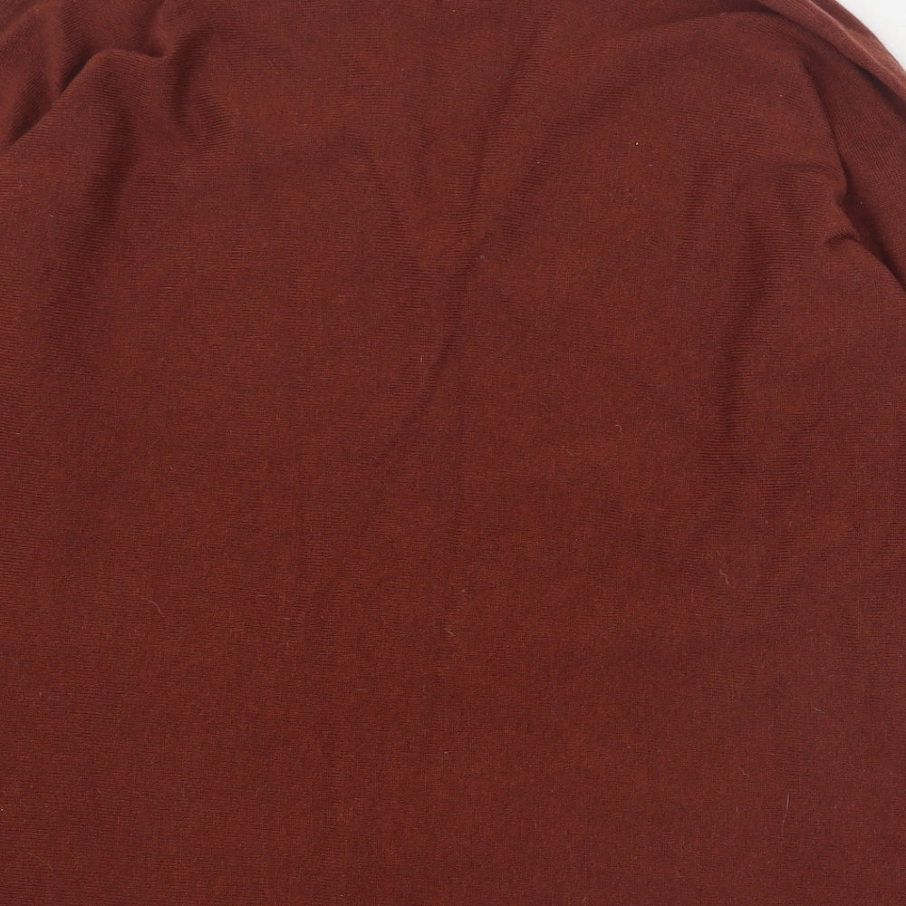 Gallery Womens Brown V-Neck Nylon Pullover Jumper Size M