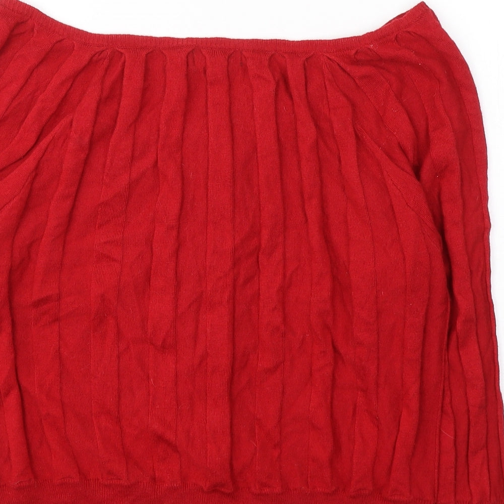 Matalan Womens Red Round Neck Viscose Cardigan Jumper Size 14