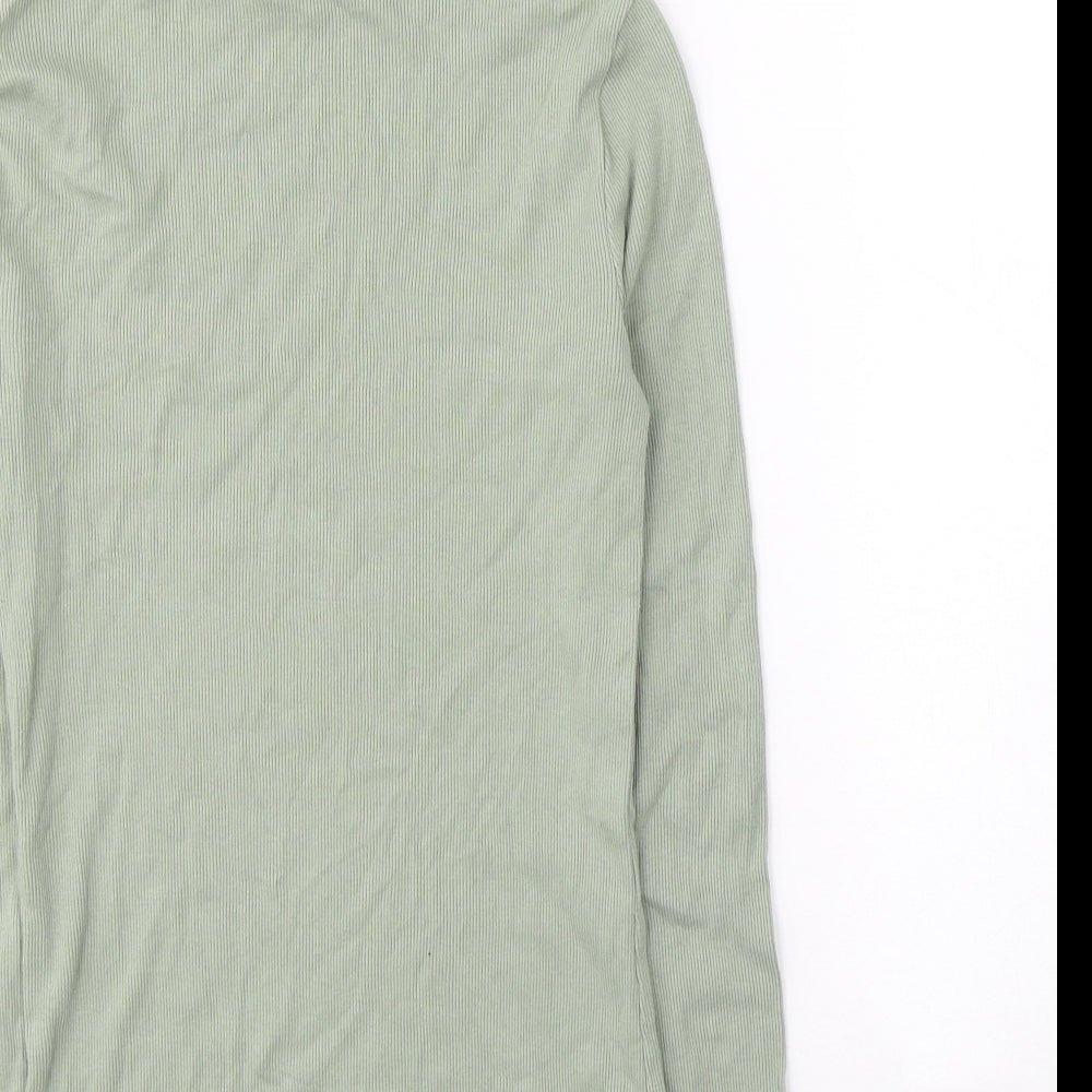 River Island Womens Green Cotton Jersey T-Shirt Size 8 Roll Neck