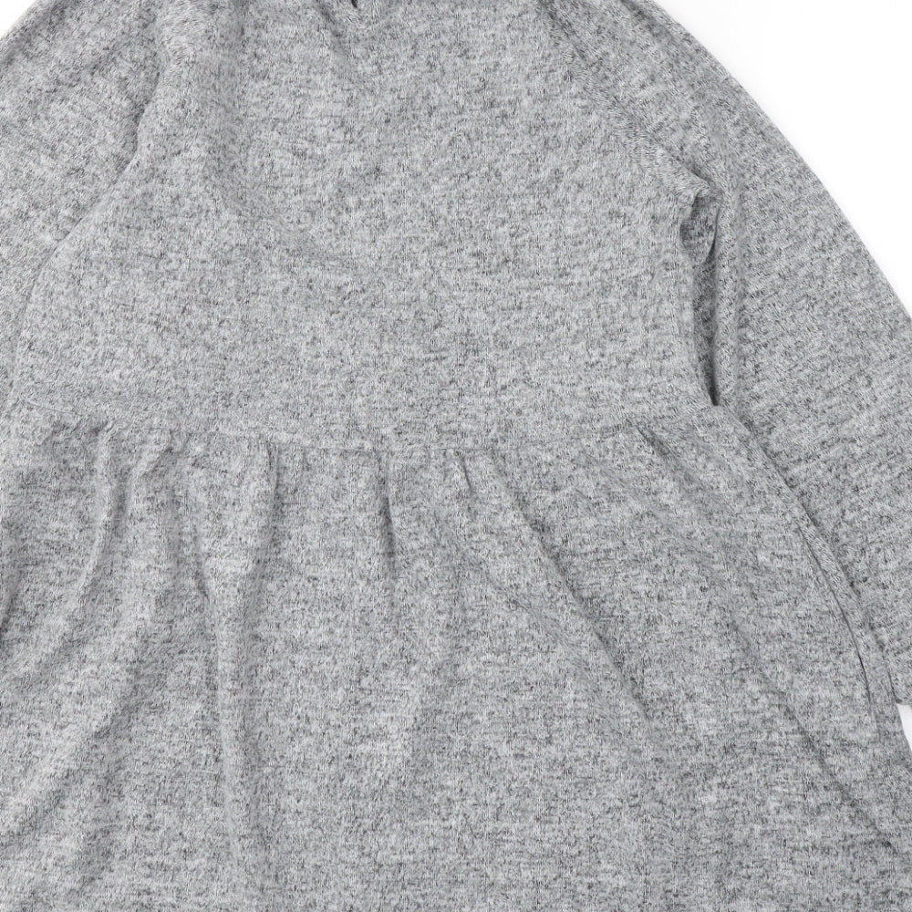 New Look Womens Grey Polyester Jumper Dress Size 6 Round Neck Pullover