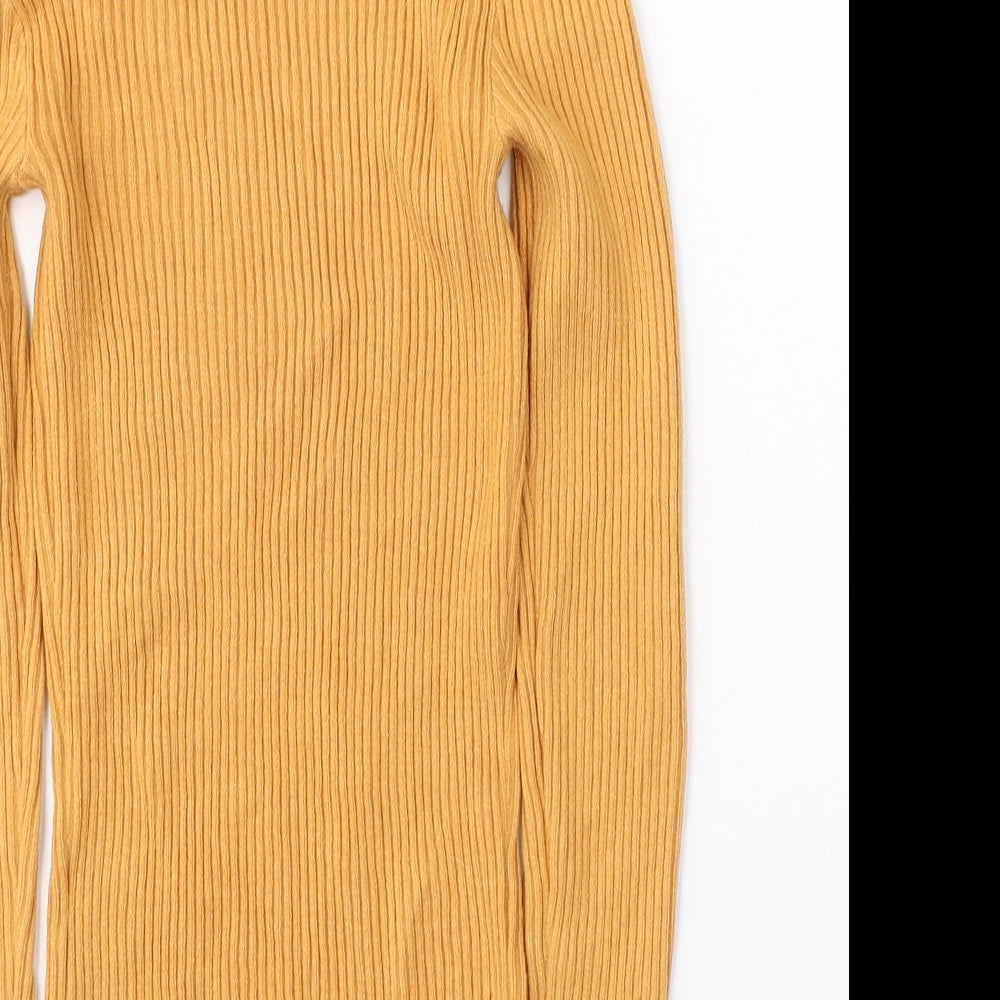 Primark Womens Yellow Round Neck Viscose Pullover Jumper Size S