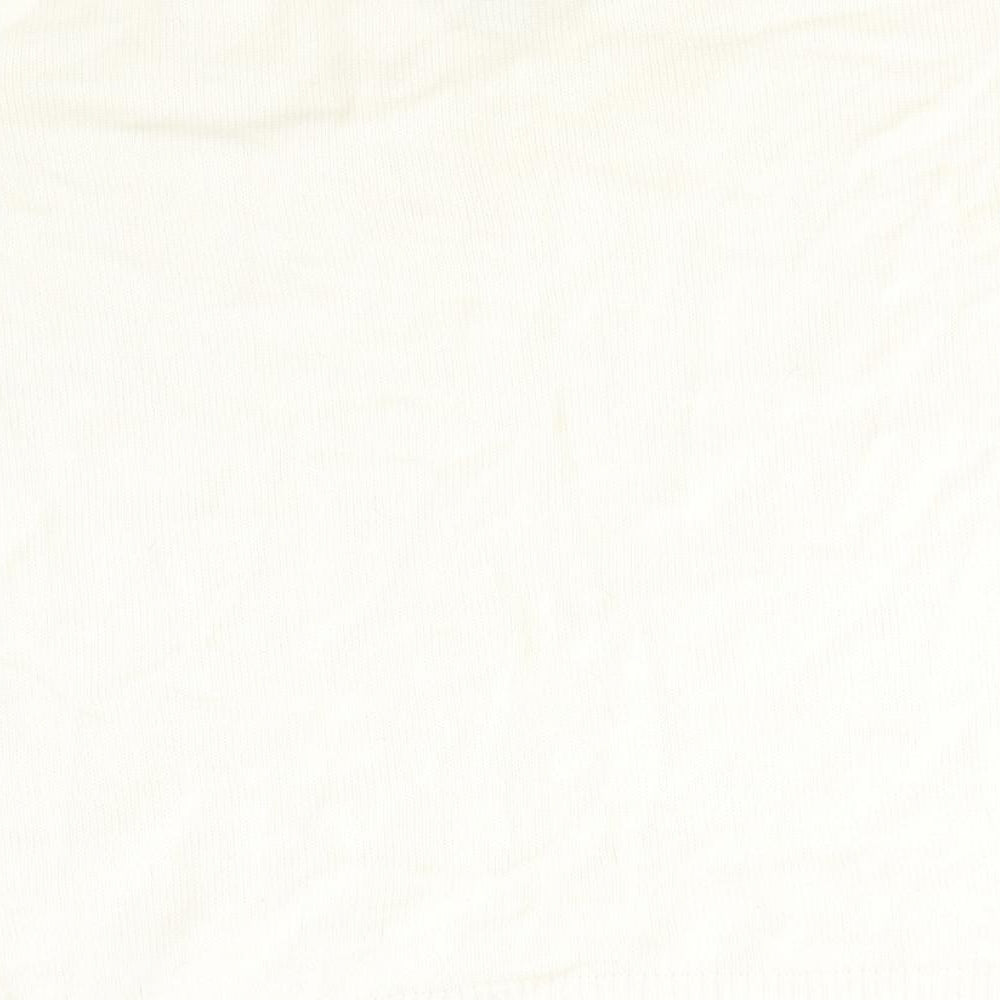 Damart Womens White Acrylic Jersey T-Shirt Size 12 V-Neck