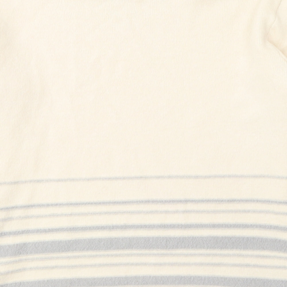 Tru Collection Womens Beige Round Neck Striped Acrylic Pullover Jumper Size M