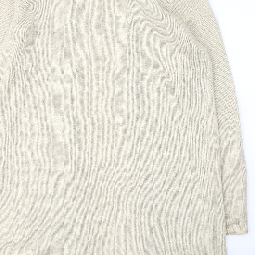 Oasis Womens Beige V-Neck Acrylic Cardigan Jumper Size M