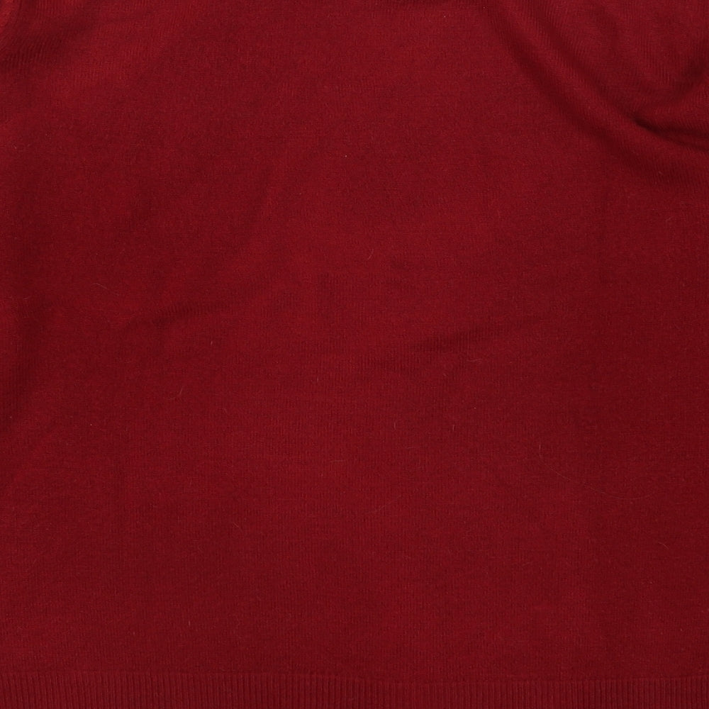 M&Co Womens Red Round Neck Acrylic Pullover Jumper Size M