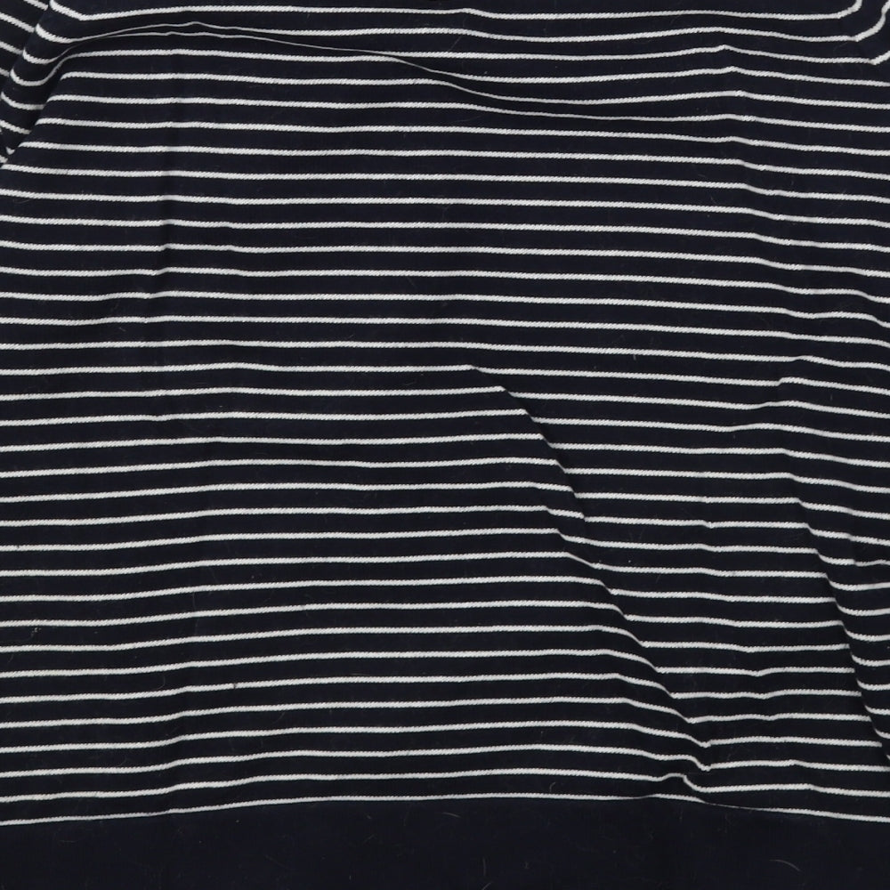 Savida Womens Blue Round Neck Striped Cotton Pullover Jumper Size M