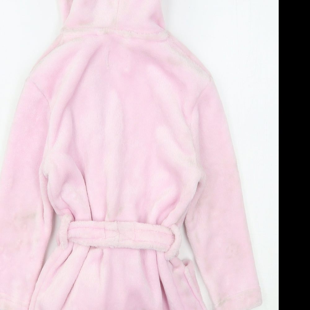 PJ Collection Girls Pink Solid Polyester Kimono Gown Size 3-4 Years