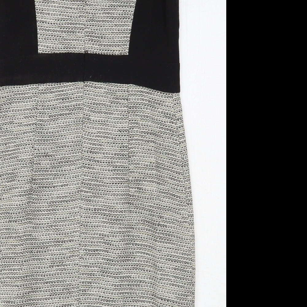 John Lewis Womens Grey Cotton Sheath Size 12 Round Neck