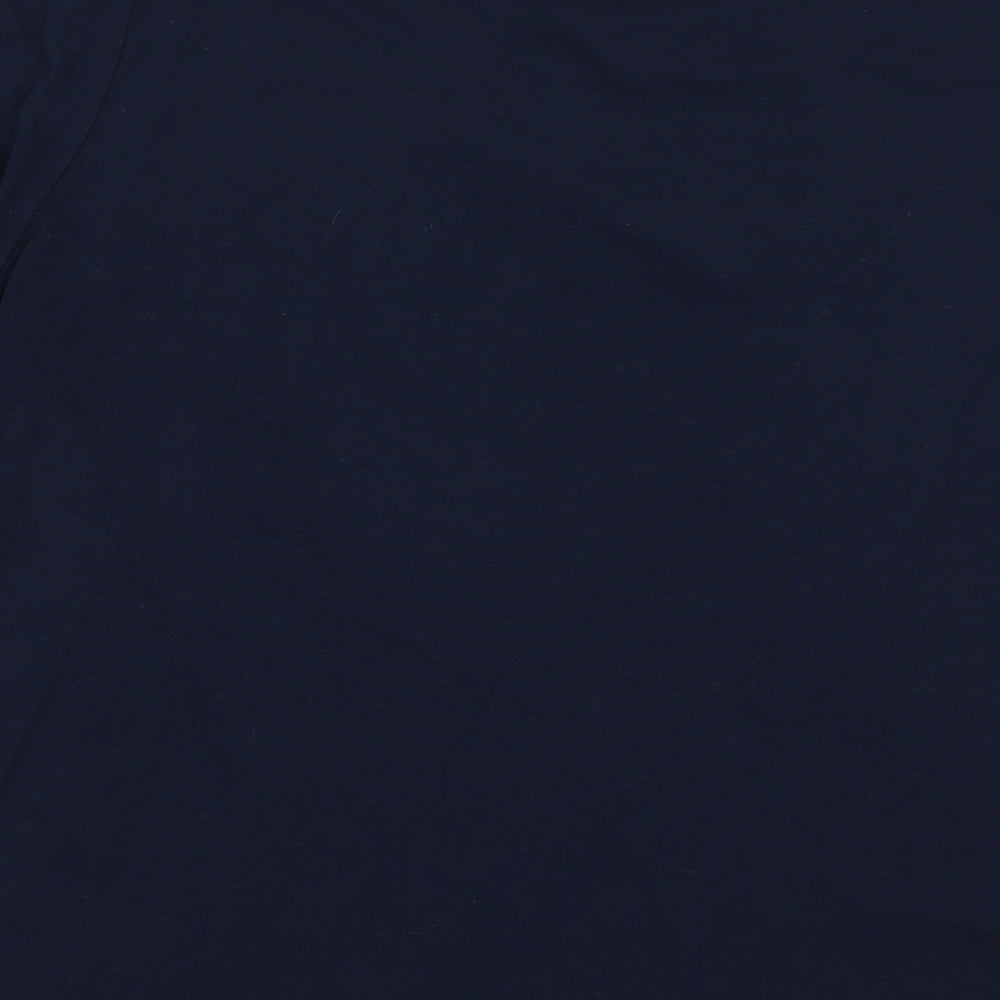 Marks & Spencer Womens Blue Viscose Jersey T-Shirt Size 14 Round Neck