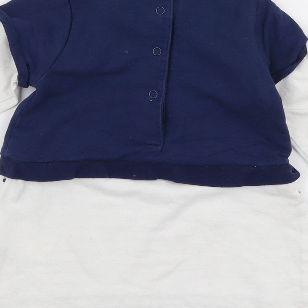 Mini Conf Girls Multicoloured Striped 100% Cotton A-Line Size 12-18 Months Round Neck Snap - Cat