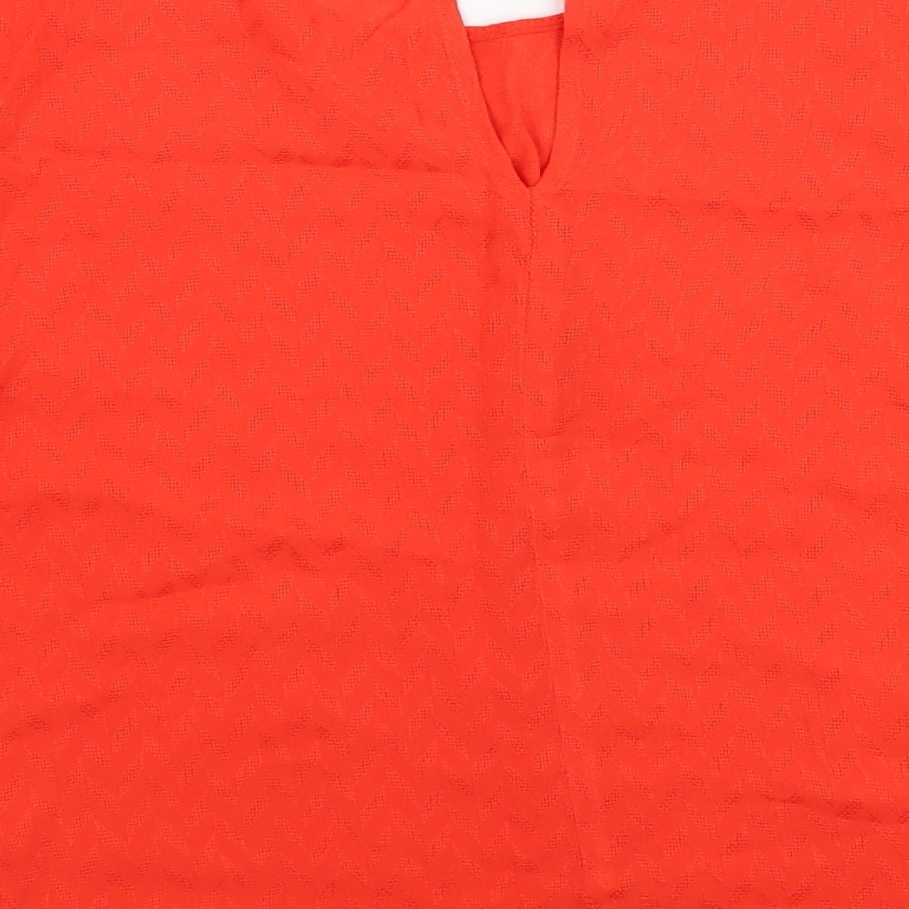 Warehouse Womens Red Viscose Basic Blouse Size 8 Round Neck