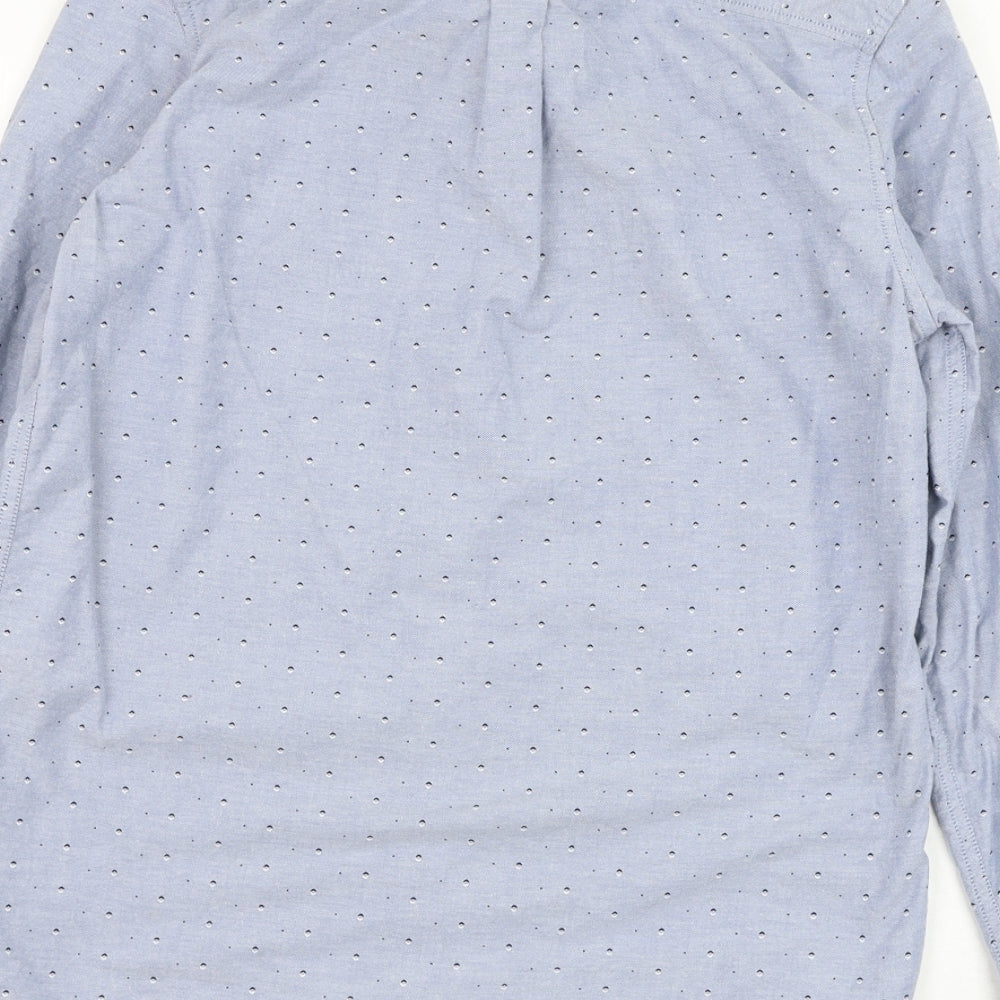 Burton Mens Blue Geometric Cotton Button-Up Size S Collared Button