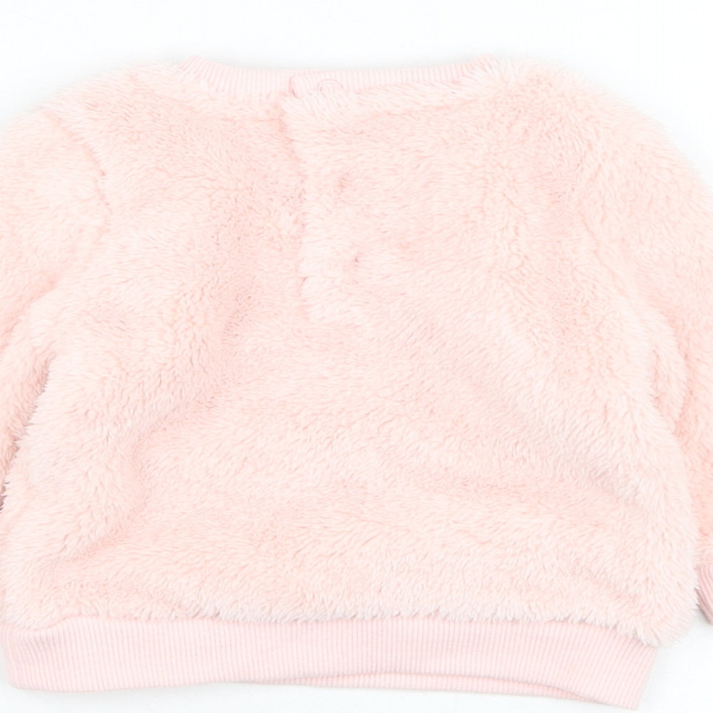 NEXT Girls Pink Polyester Pullover Jumper Size 3-6 Months Pullover - Rabbit
