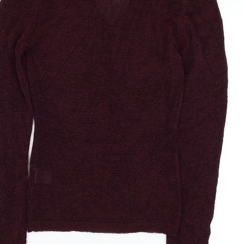 Oasis Womens Purple V-Neck Polyester Pullover Jumper Size 12