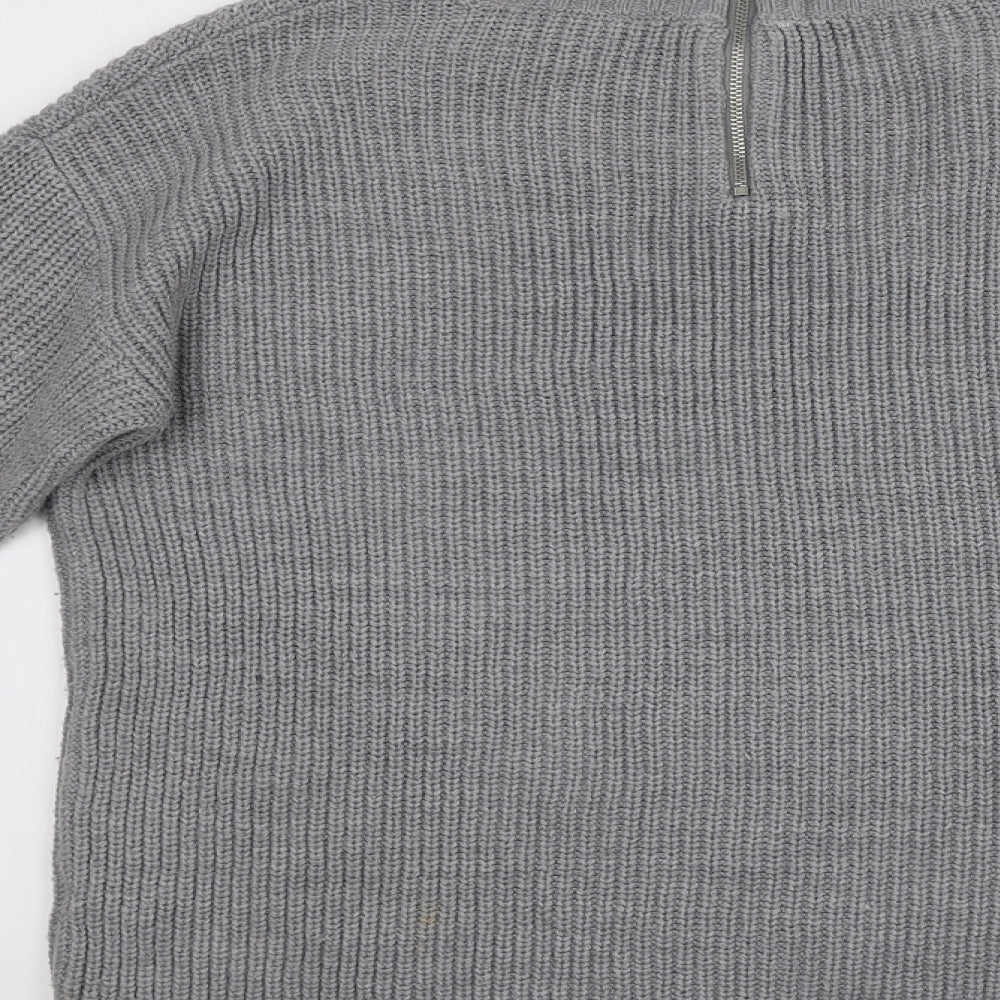 Preworn Womens Grey Round Neck Acrylic Pullover Jumper Size 12