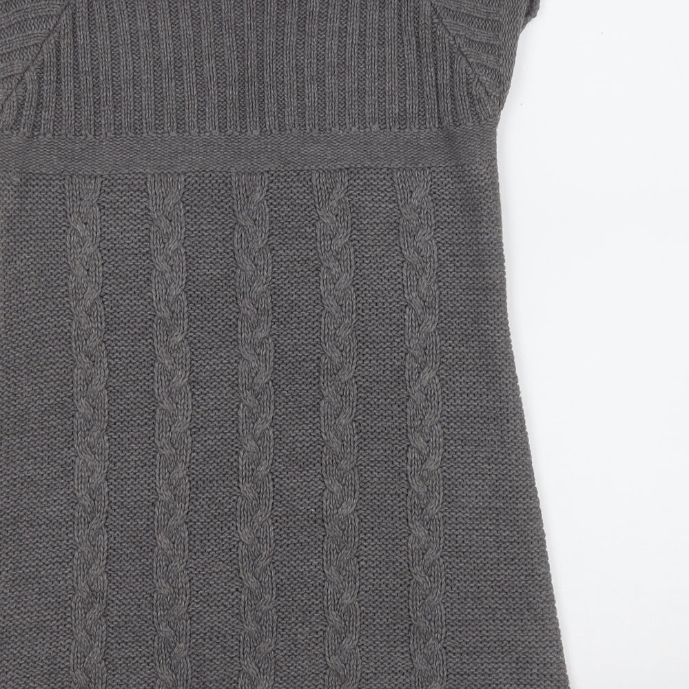 Amisu Womens Grey Acrylic A-Line Size S Round Neck