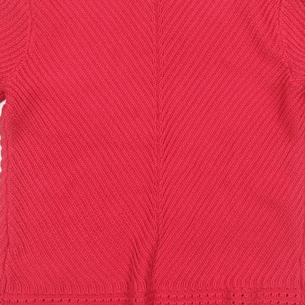 Marks & Spencer Womens Pink V-Neck Cotton Pullover Jumper Size 10