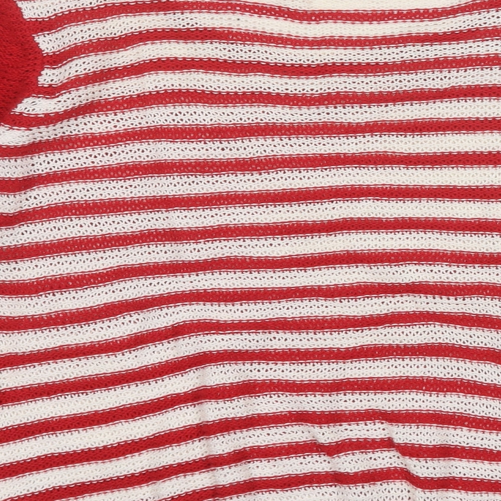 Blooming Marvellous Womens Red Round Neck Striped Cotton Pullover Jumper Size 16