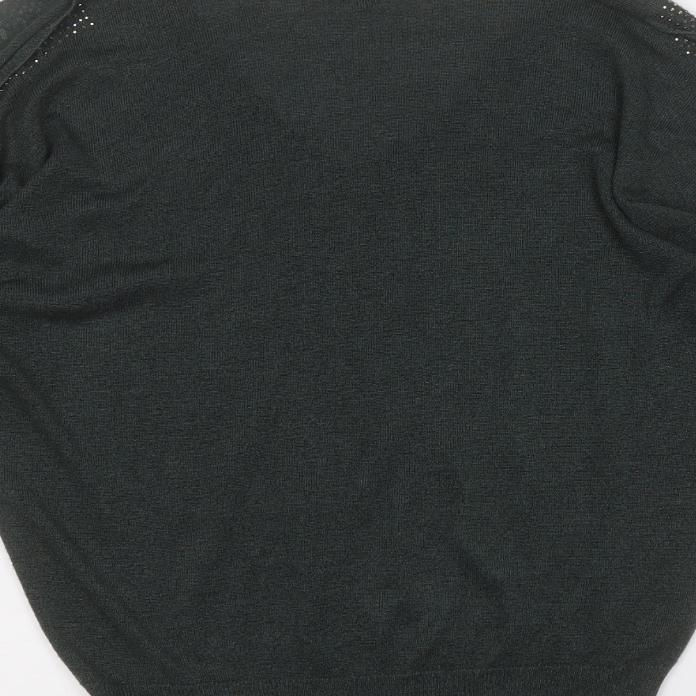 NEXT Womens Green V-Neck Viscose Pullover Jumper Size 12