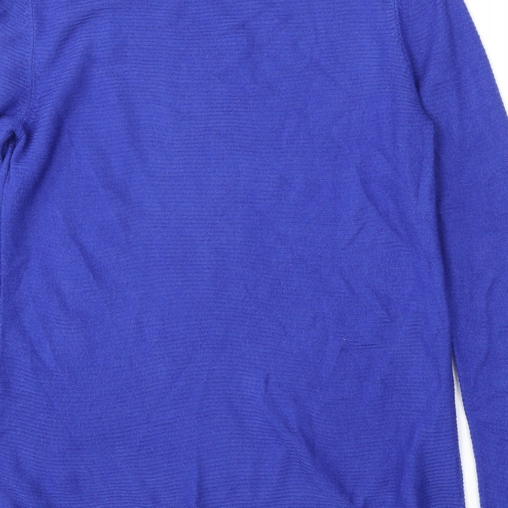 Bonmarché Womens Blue Round Neck Acrylic Pullover Jumper Size 10