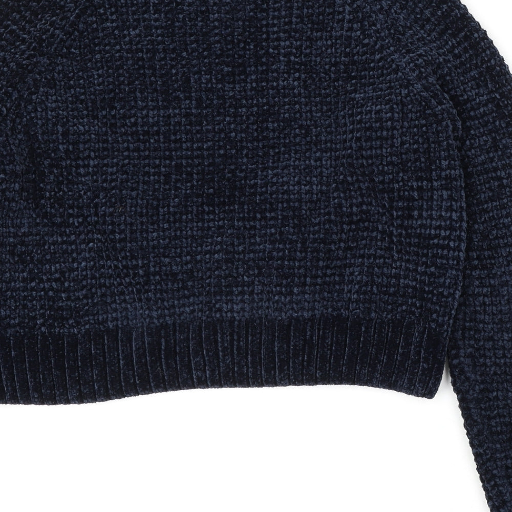 H&M Womens Blue Round Neck Polyester Pullover Jumper Size M