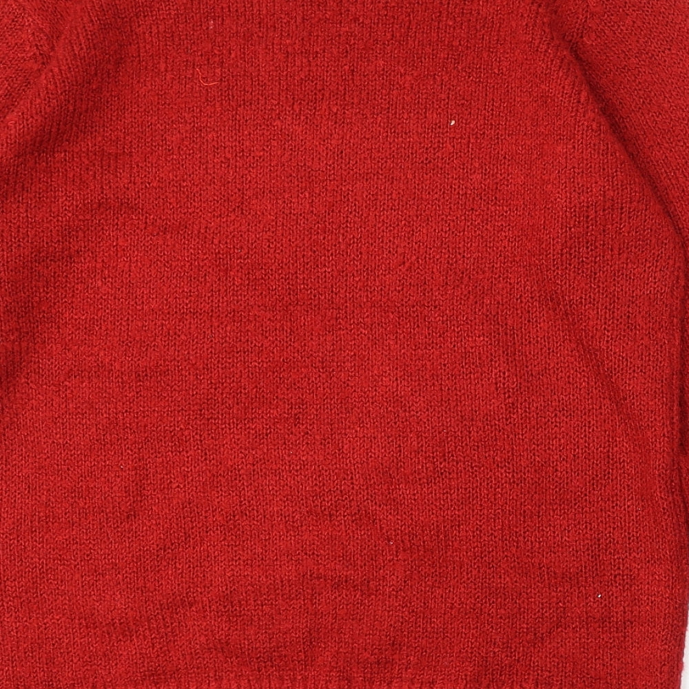 Isle Essentials Womens Red Round Neck Acrylic Pullover Jumper Size M