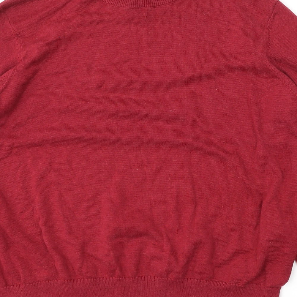 RR Womens Red Round Neck Cotton Pullover Jumper Size XL