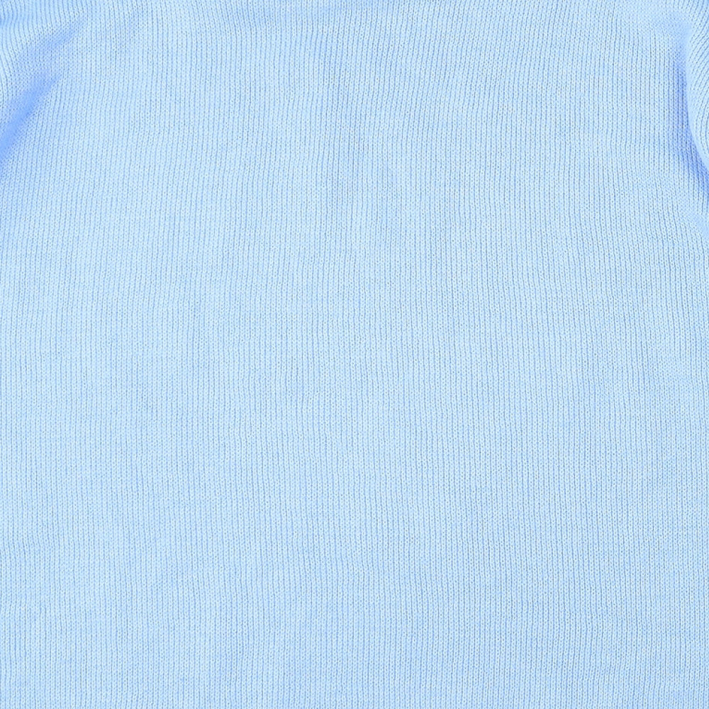 In Stitches Womens Blue Collared Acrylic Pullover Jumper Size M