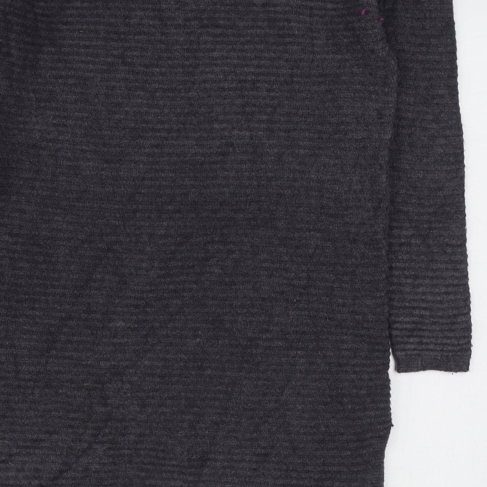 Anonimous Womens Grey V-Neck Acrylic Pullover Jumper Size M