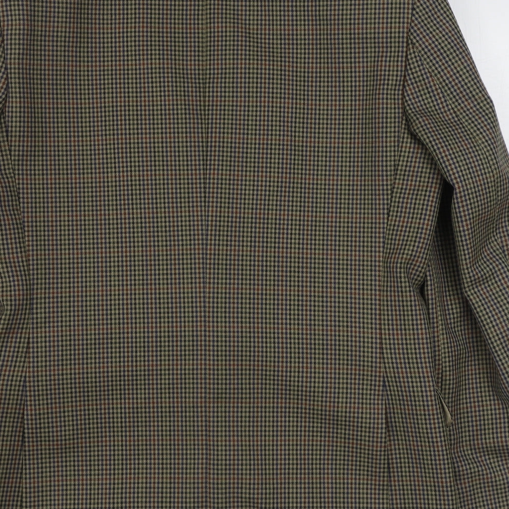 Skopes Mens Brown Plaid Polyester Jacket Suit Jacket Size 38