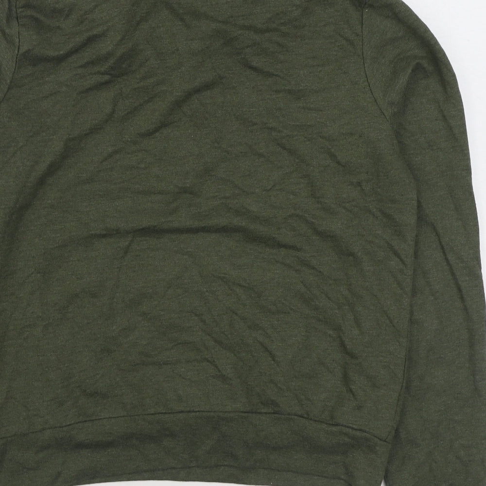 Derek Heart Womens Green Cotton Pullover Sweatshirt Size M Zip