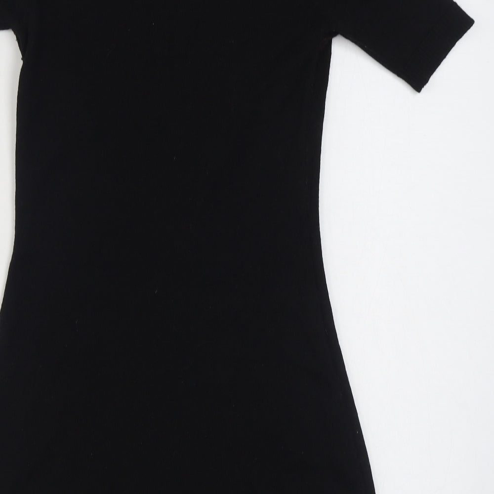 Happie Loves it Womens Black Acrylic Jumper Dress Size S Scoop Neck Pullover