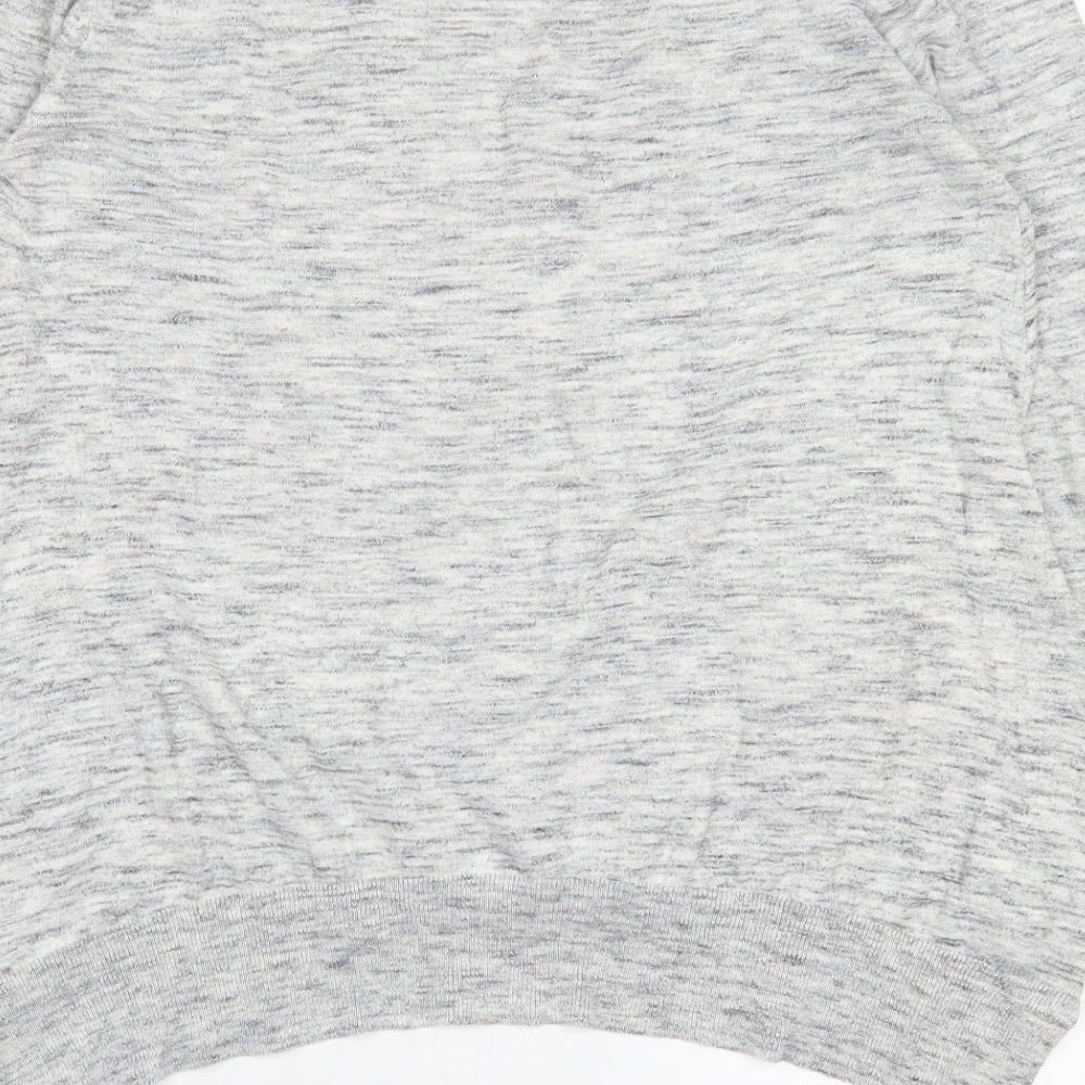 Zara Womens Grey V-Neck Polyester Pullover Jumper Size M