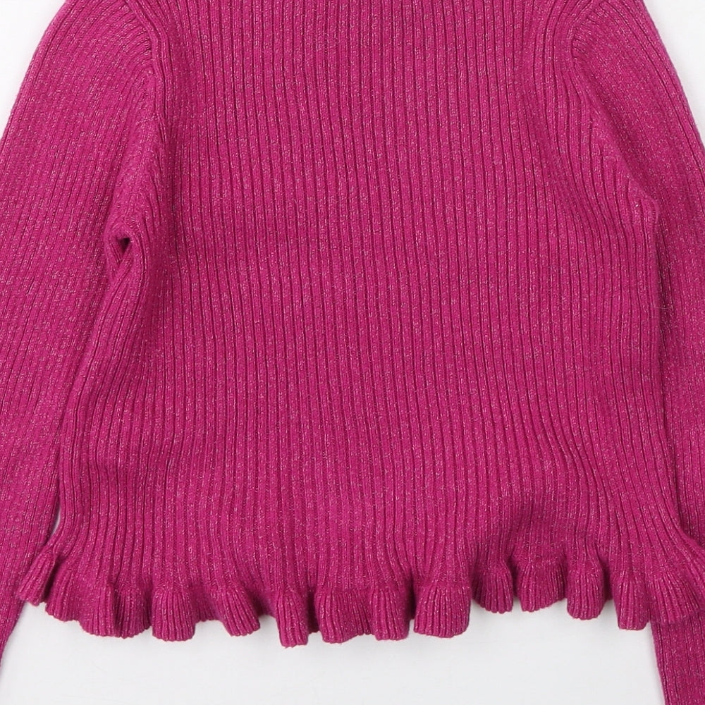 Cynthia Rowley Girls Pink Round Neck Cotton Pullover Jumper Size 7 Years