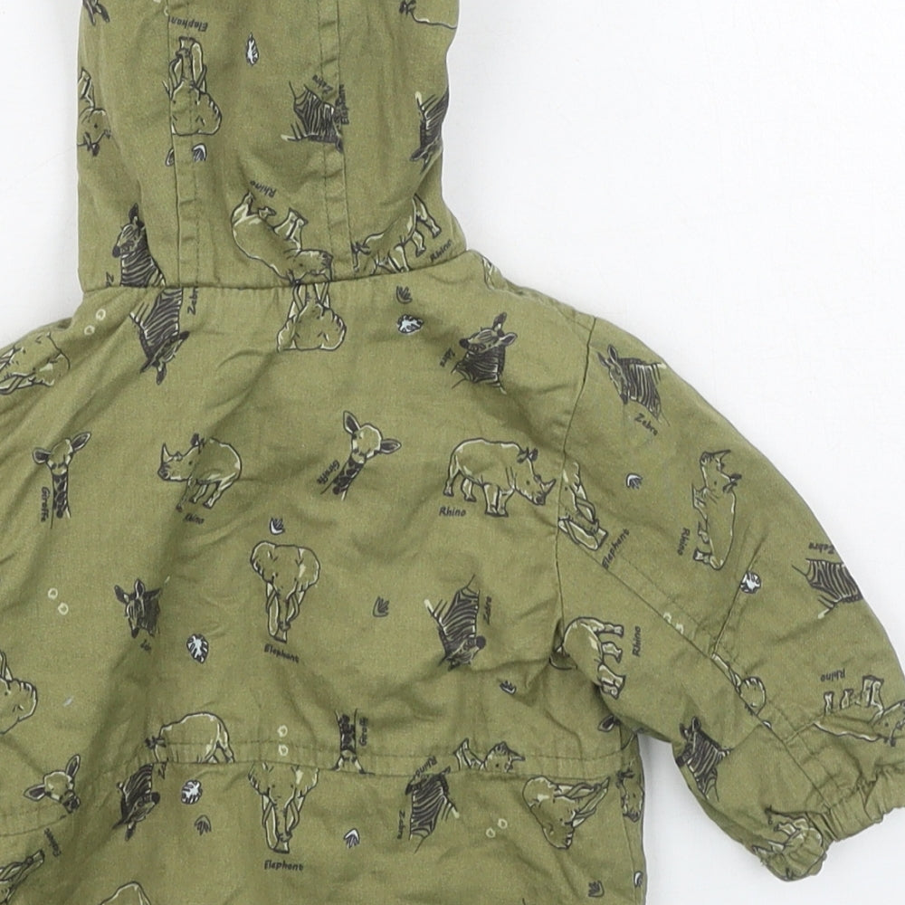 Preworn Boys Green Basic Coat Coat Size 0-3 Months - animals