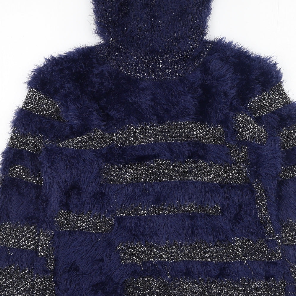 Preworn Womens Blue High Neck Polyamide Pullover Jumper Size S