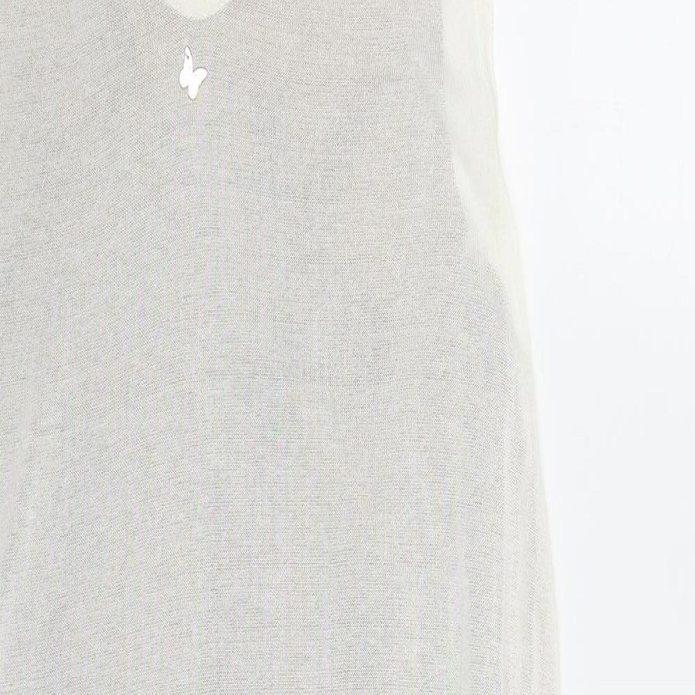 Giorgia & Johns Womens Brown Polyester Basic Tank Size L Round Neck