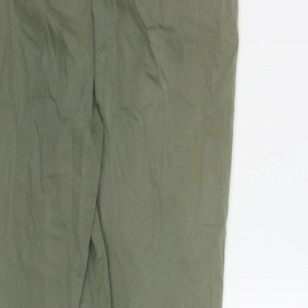 Oasis Womens Green Cotton Trousers Size 10 L27 in Regular Zip