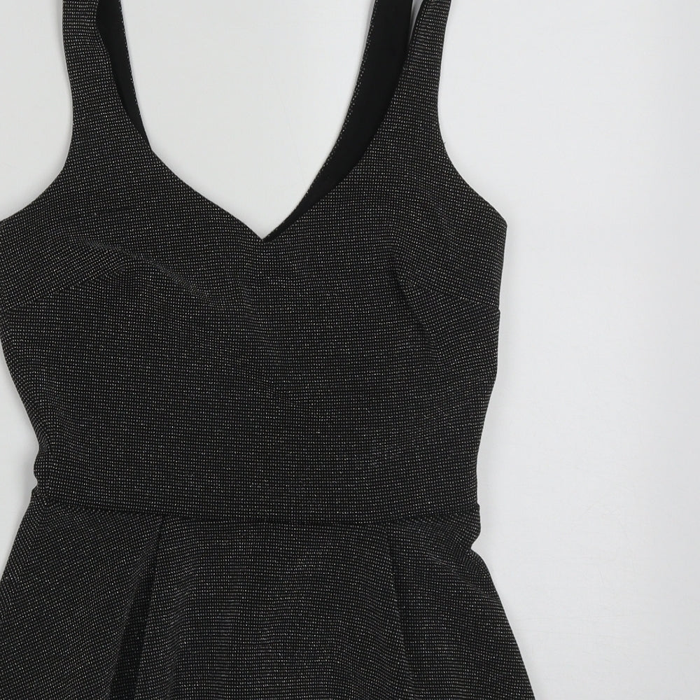 River Island Womens Black Polyester Basic Tank Size 8 V-Neck