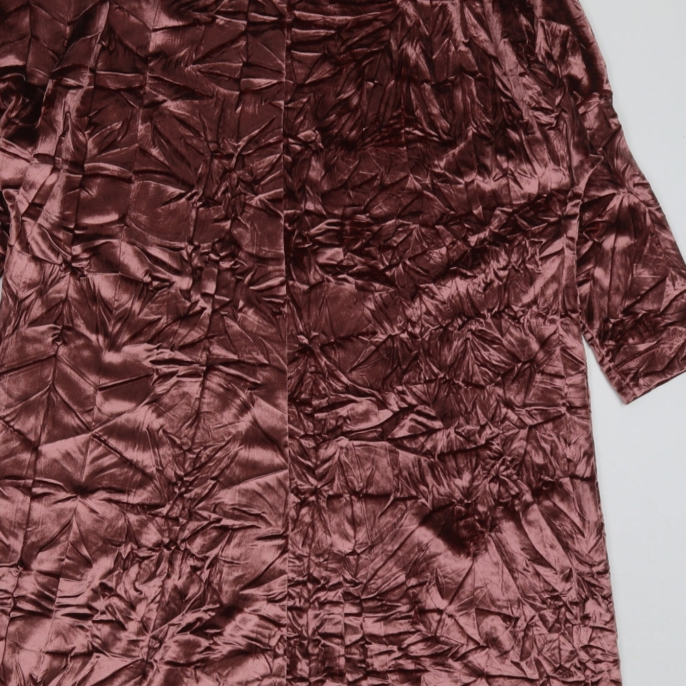 Zara Womens Pink Polyester A-Line Size S Round Neck